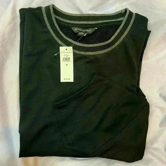 NWT Banana Republic Women's Black‎ /Grey Crewneck 3/4 Sleeve Tee Size M - Picture 1 of 7